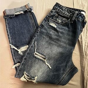 Vervet Distressed Cuffed Mom Jeans Size 27